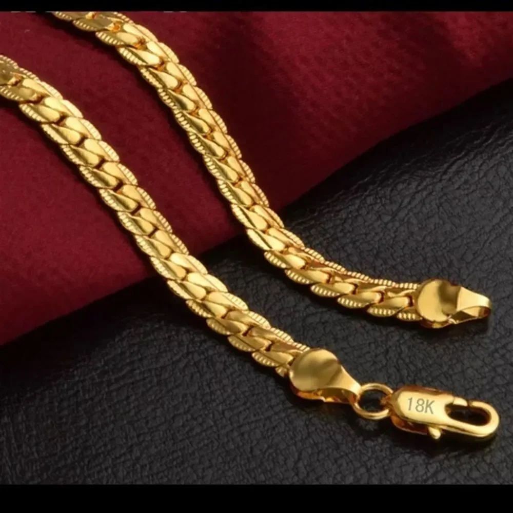 18K Gold 6mm Full Side Chain Necklace